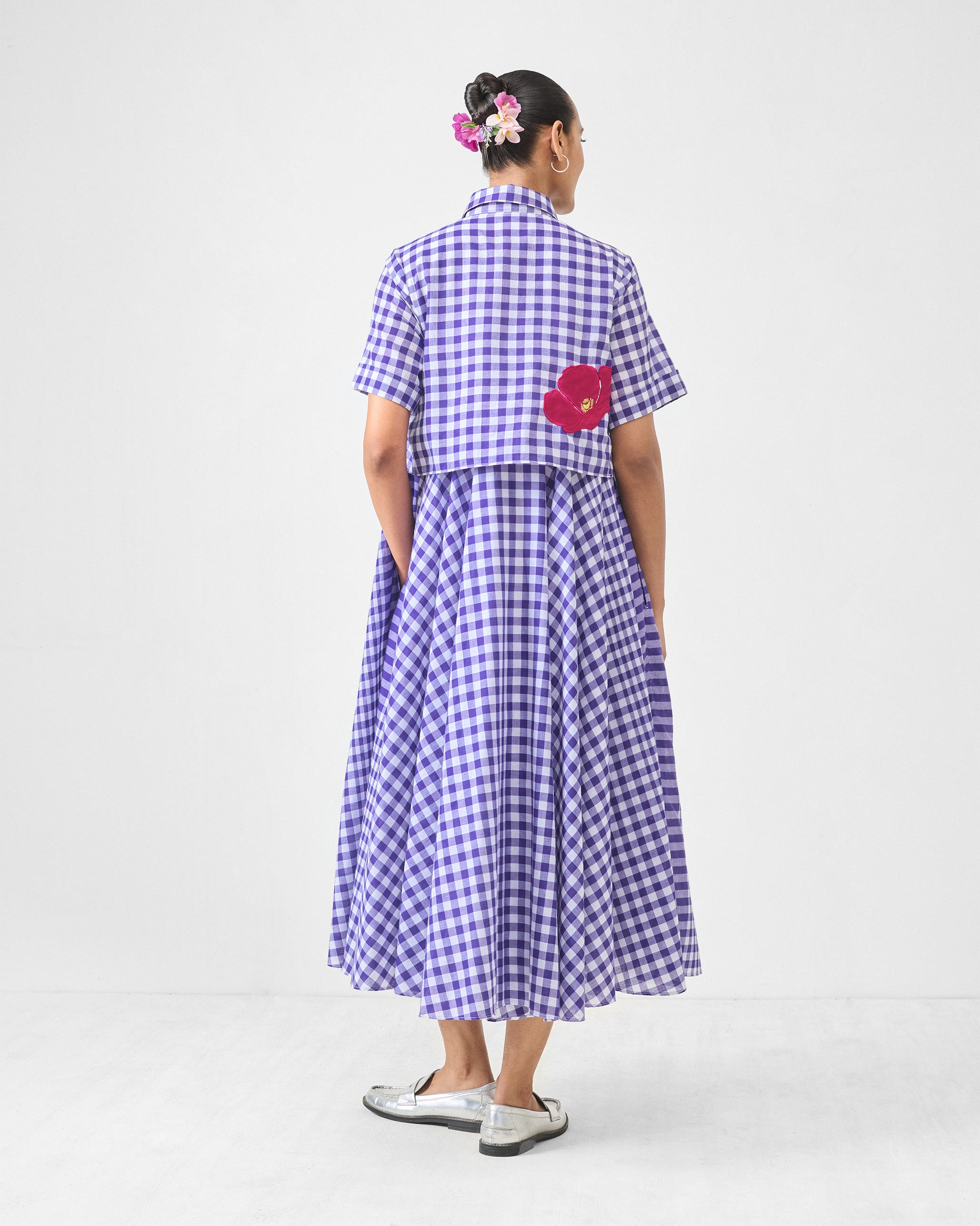 Kuro Dress - Purple & White Checks