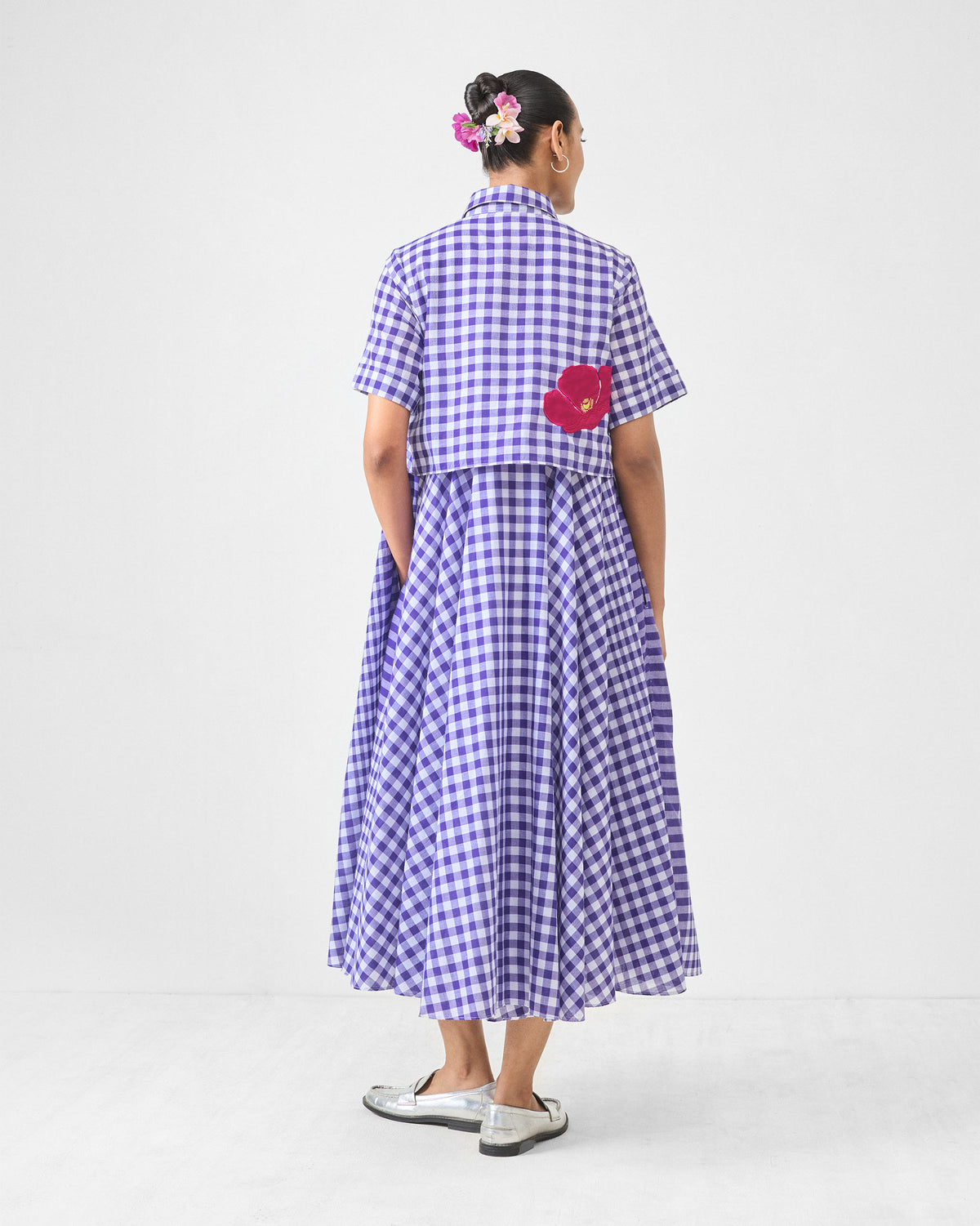 Kuro Dress - Purple & White Checks