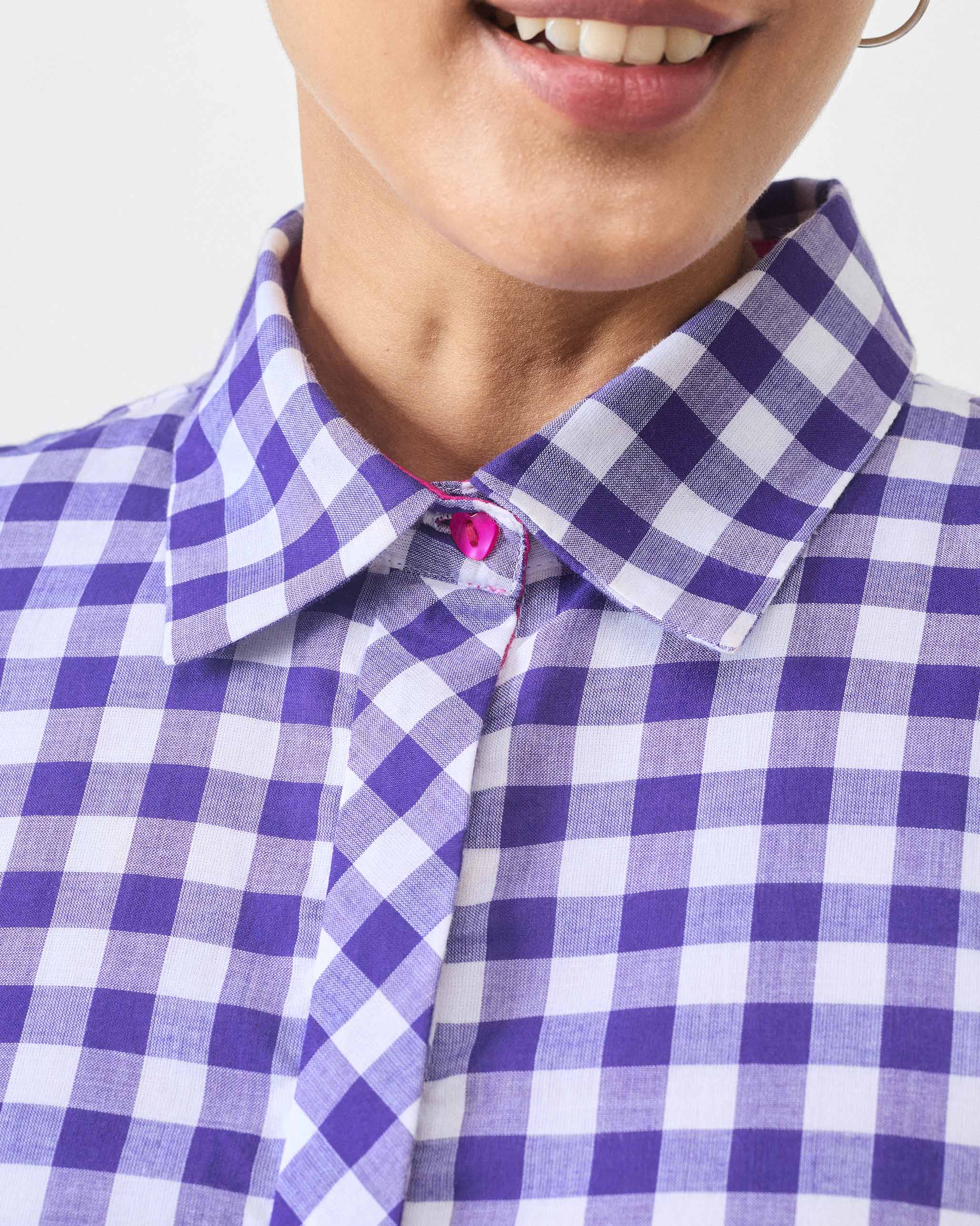 Kuro Dress - Purple & White Checks