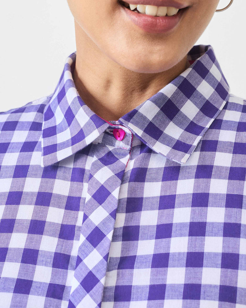 Kuro Dress - Purple & White Checks