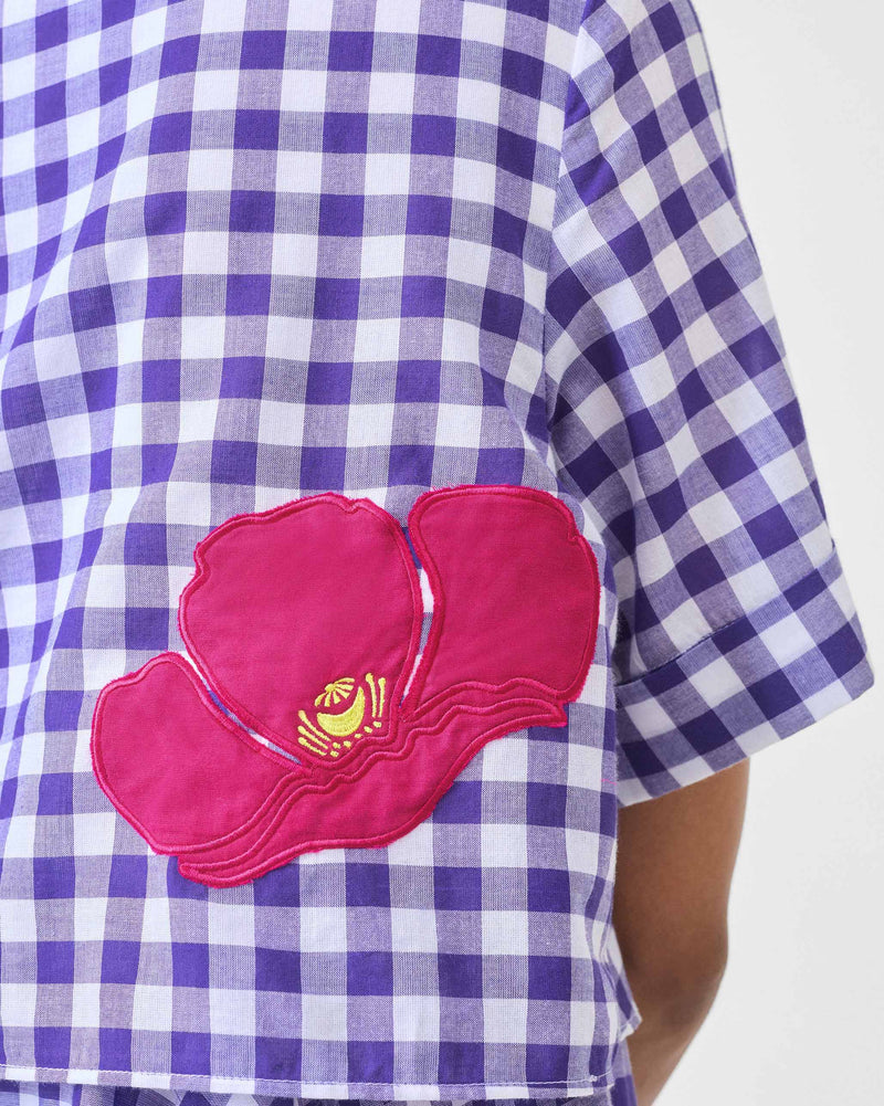 Kuro Dress - Purple & White Checks