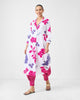 Basic Long Length Kurta - White & Purple Printed