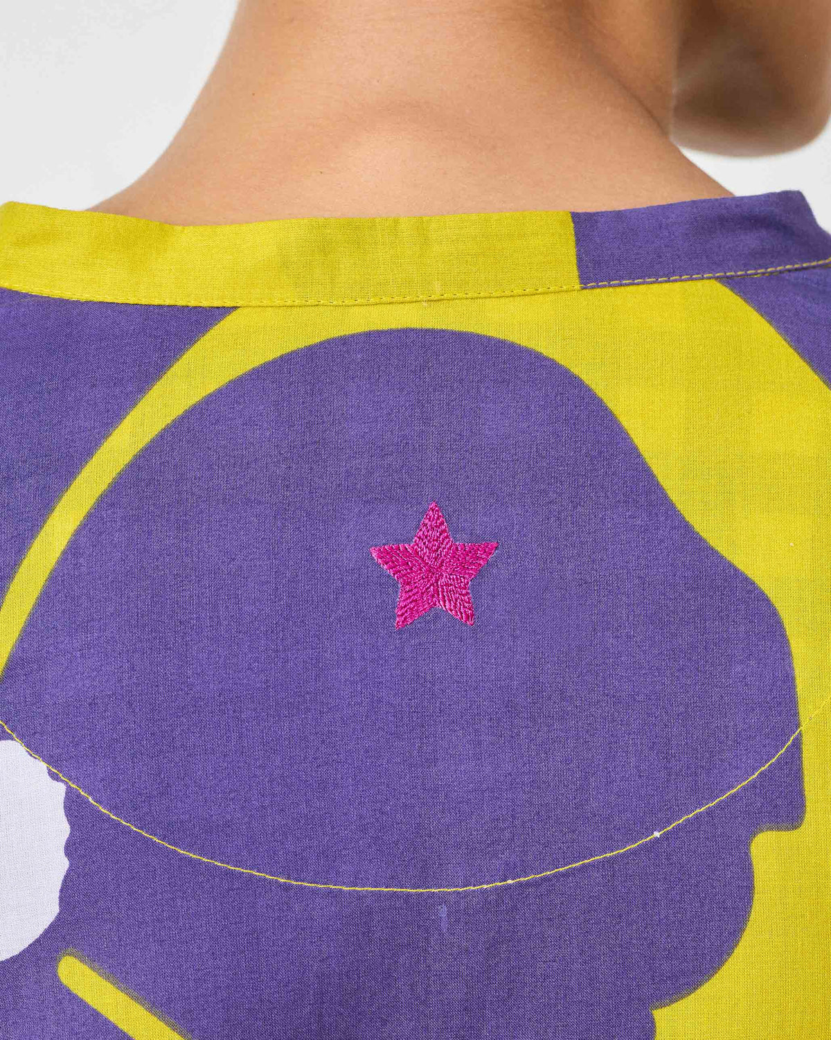 Elara Smocked Sleeve Kaftan - Purple & Chartreuse Printed