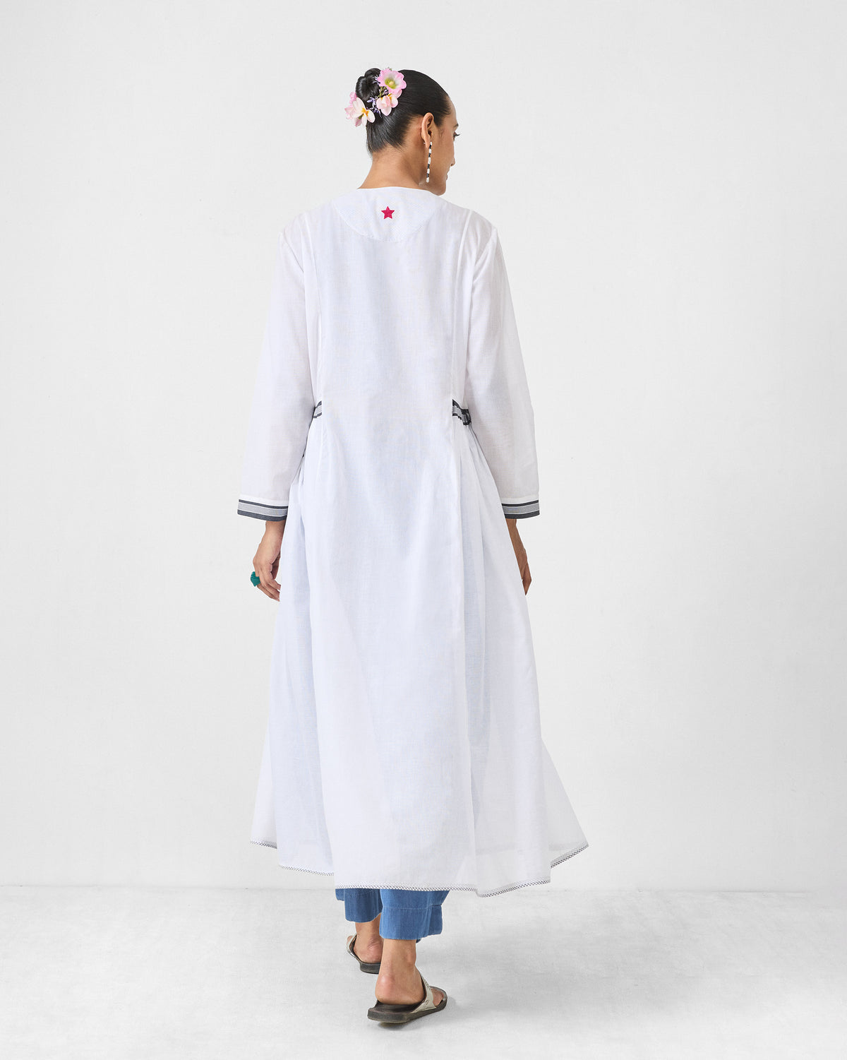 Pintuck Kurta - White