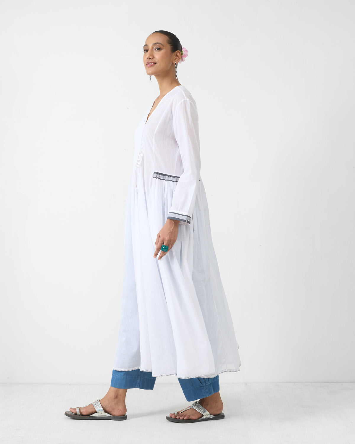 Pintuck Kurta - White