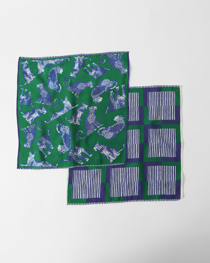 Baagh Pocket Square - Blue & Green