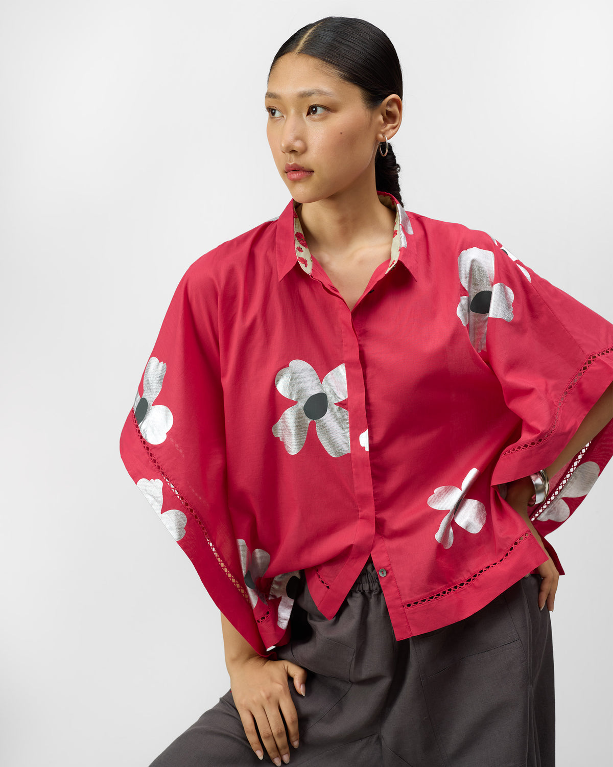 Uma Top - Watermelon & Silver Print
