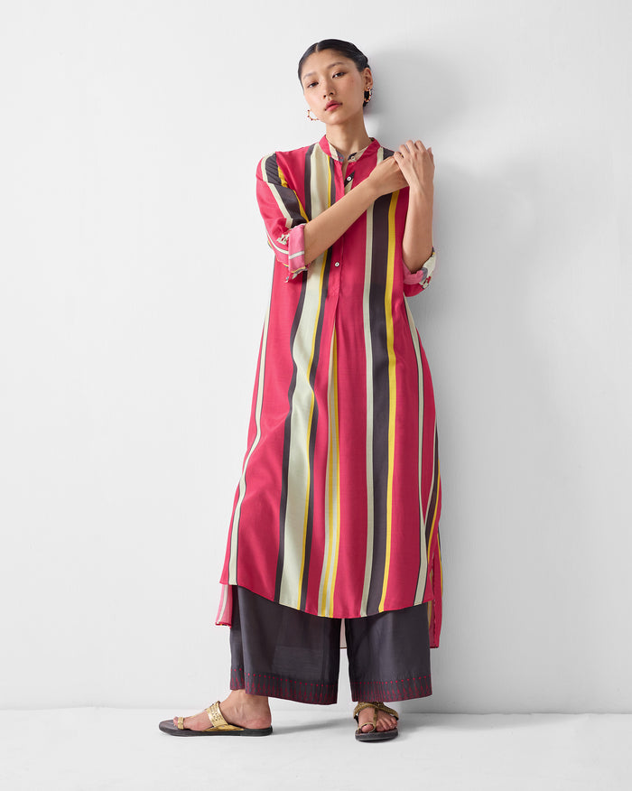 Smocked Back Kurta - Multicolor Print