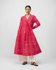 Banko V-Neck Kurta - Watermelon & Ivory Embroidered