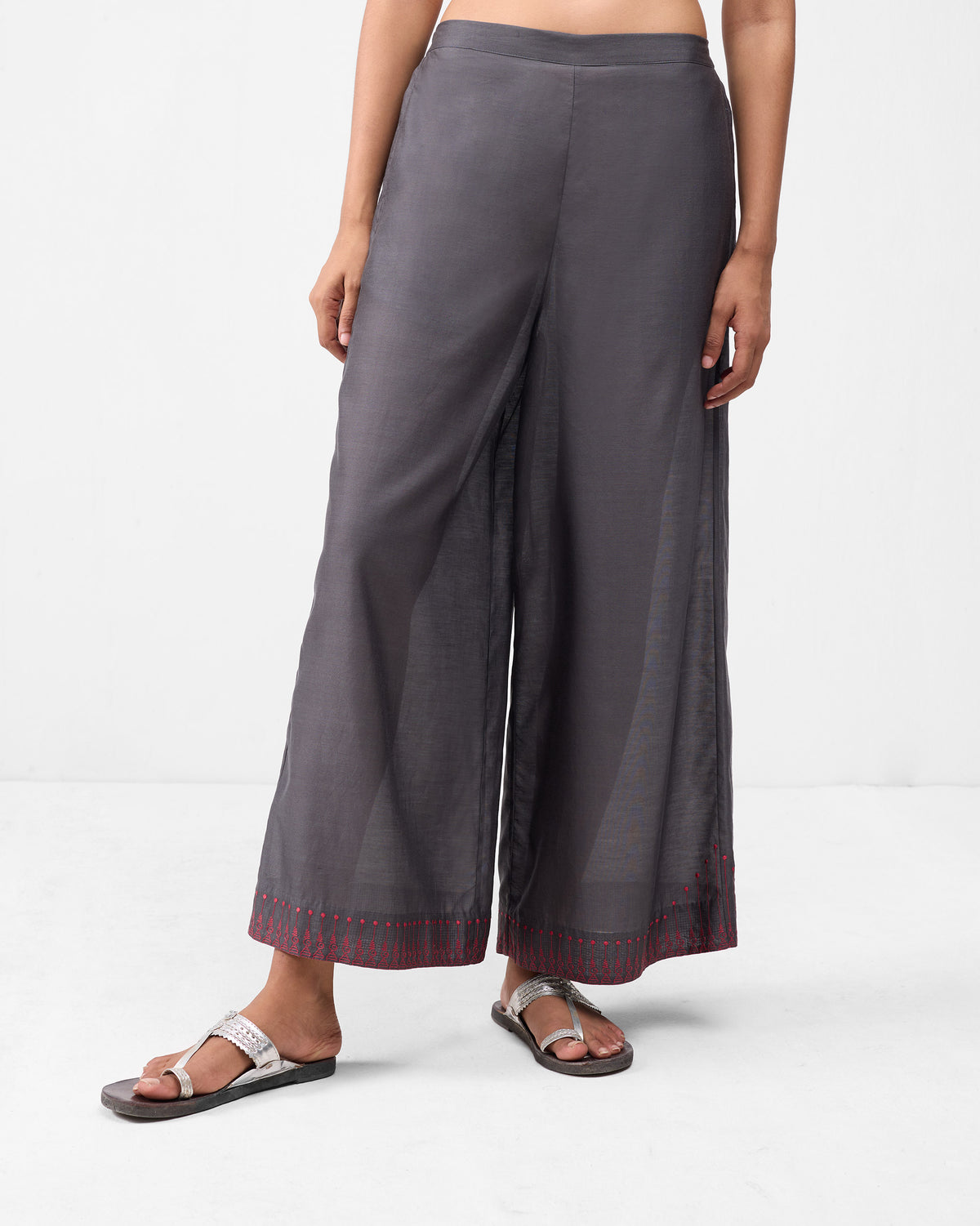 Basic Pyjamas - Charcoal & Watermelon Embroidered