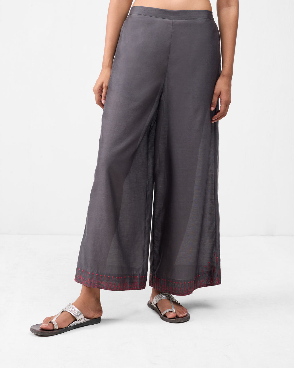 Basic Pyjamas - Charcoal & Watermelon Embroidered – Nicobar