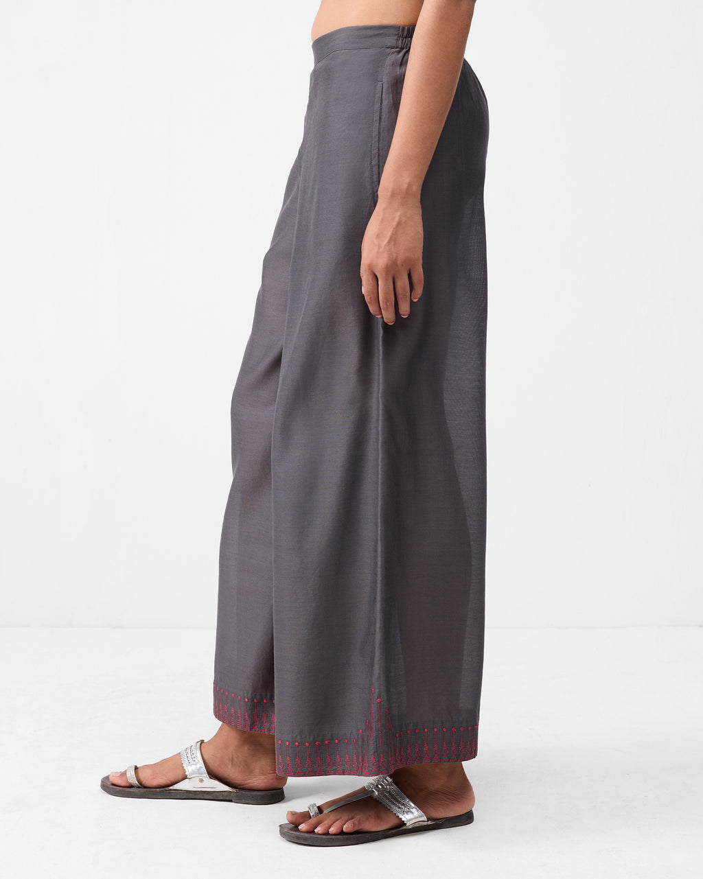 Basic Pyjamas - Charcoal & Watermelon Embroidered – Nicobar