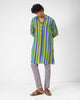 Jashn Kurta - Green & Blue Stripes