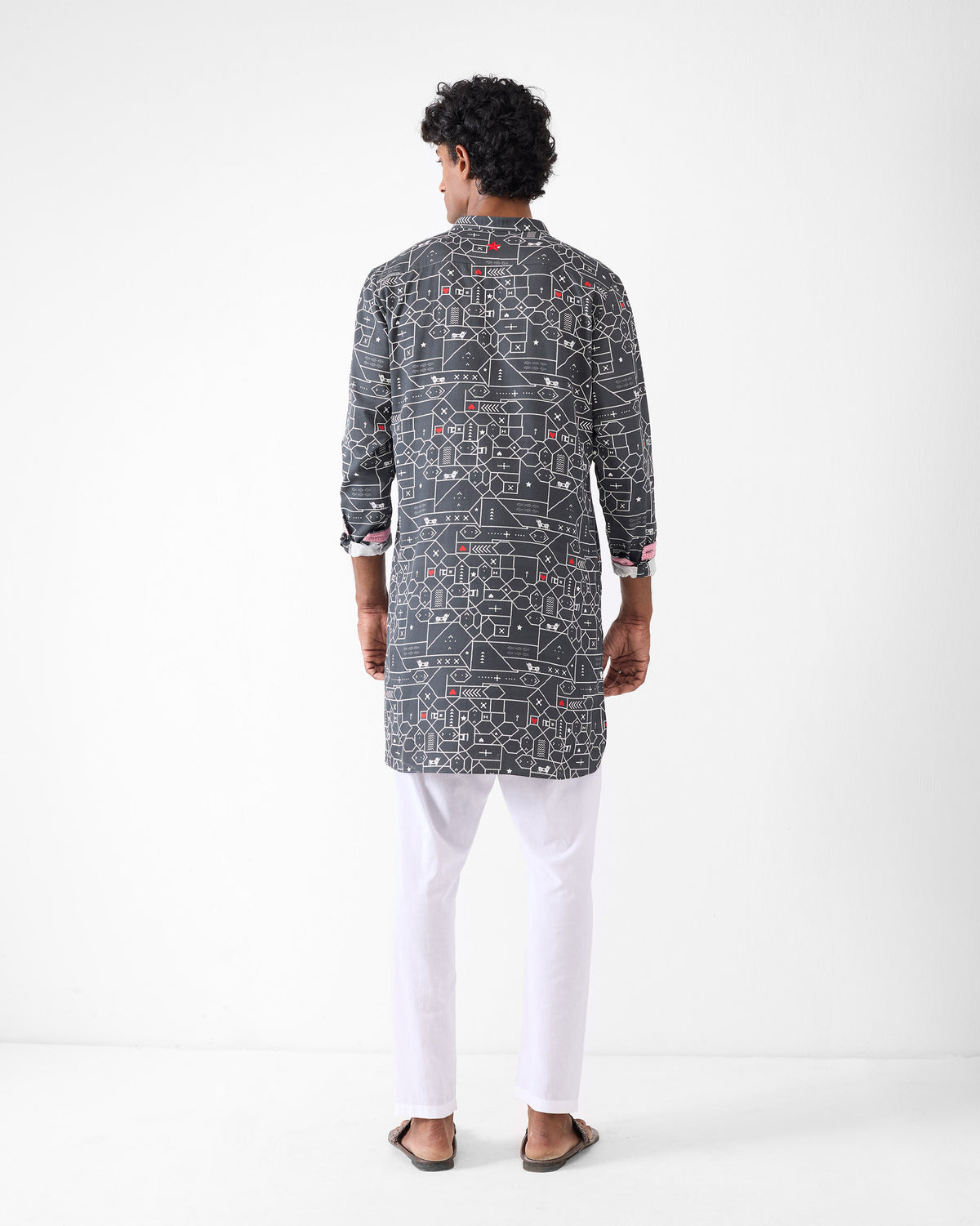 Galle Kurta - Black & Grey Print