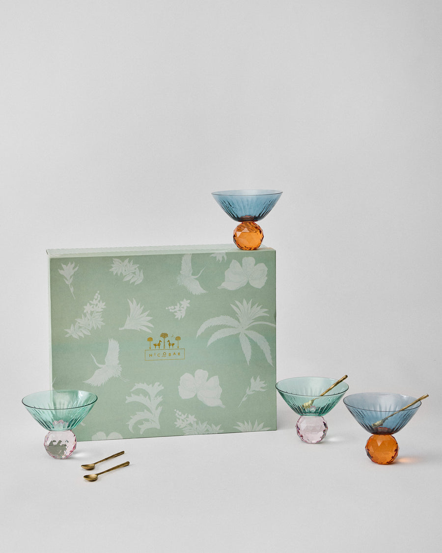 Float Sorbet Cup with Spoon, set of 4, in its box