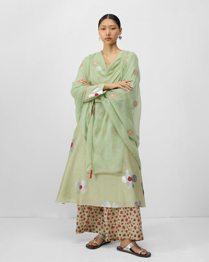 Kosi Dupatta - Mint Embroidered