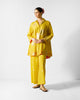 Flare Panelled Shirt - Chartreuse & Gold Printed
