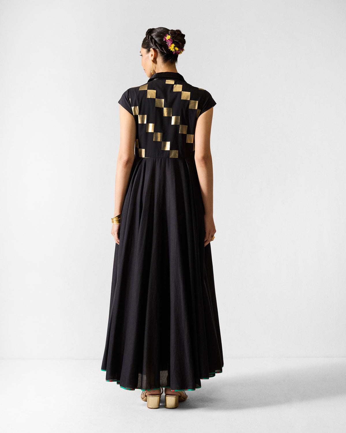 Leh Dress - Black & Gold Printed thumbnail 2