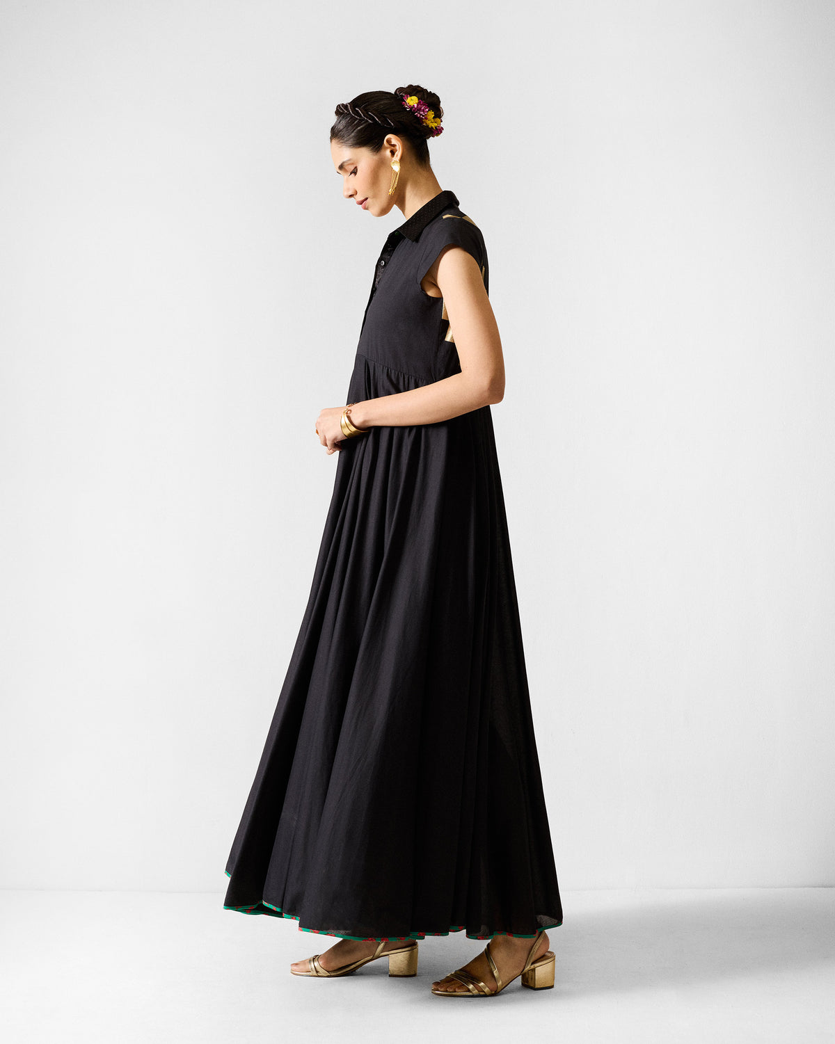 Leh Dress - Black & Gold Printed thumbnail 3