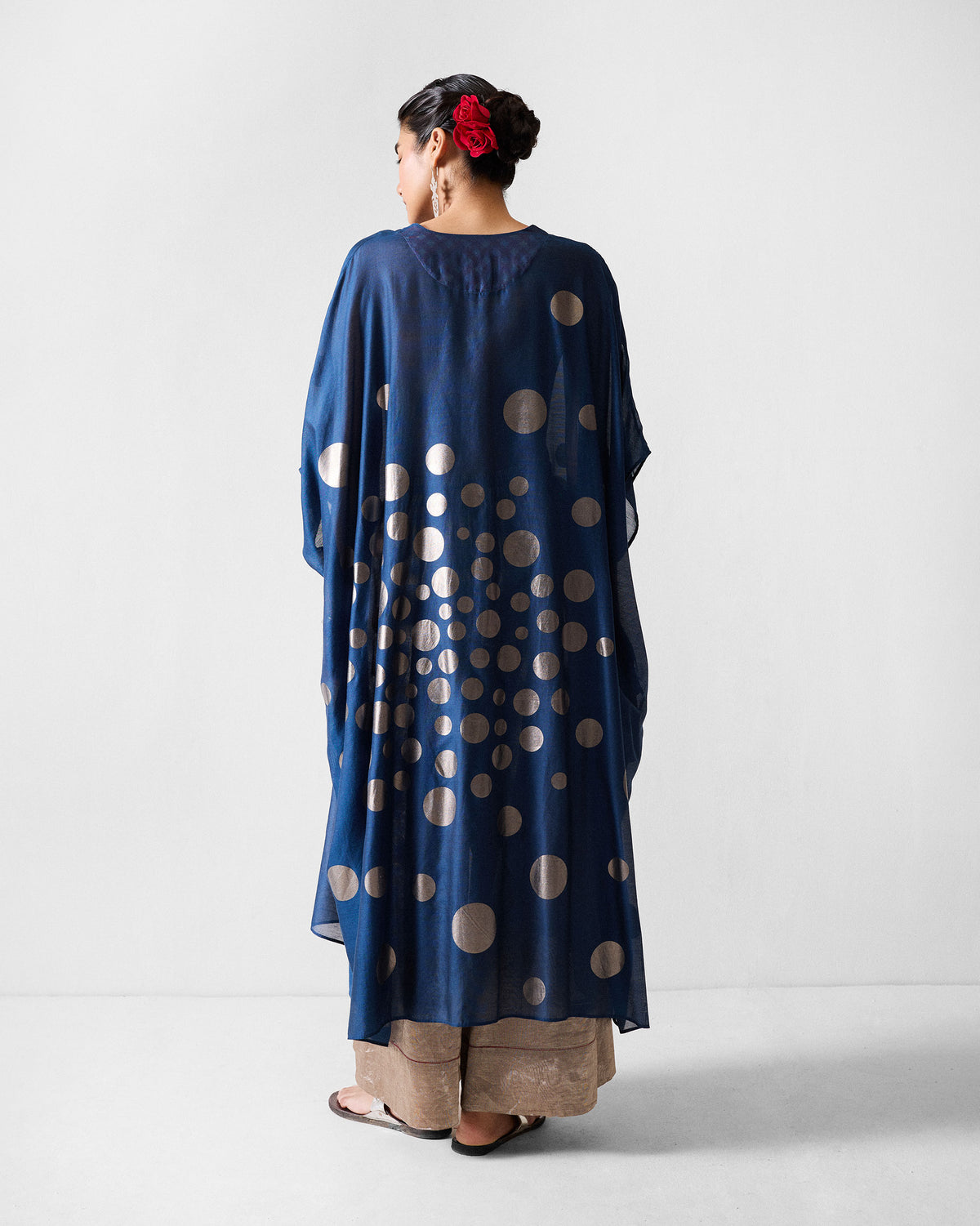 Kohima Kaftan - Blue & Gun Metal Printed