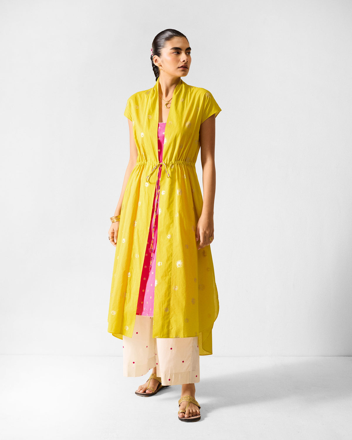 Myra Overlay - Chartreuse & Gold Printed