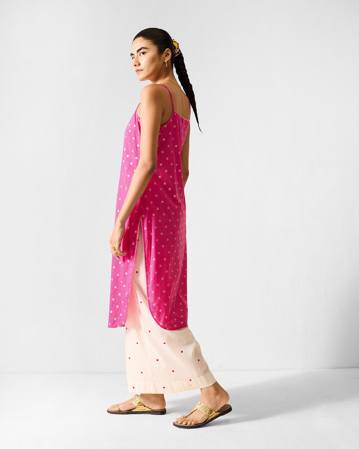 Vintage Camisole - Fuchsia & Gold Printed thumbnail 3