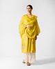 V-Neck Flared Kurta - Chartreuse & Gold Printed