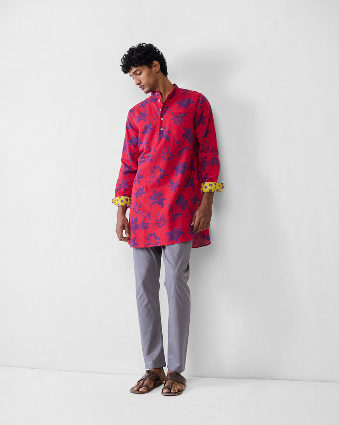 Fort Kurta - Red & Purple Printed