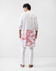 Neckband Kurta - White & Red Printed