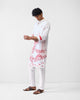Neckband Kurta - White & Red Printed