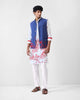 Neckband Kurta - White & Red Printed