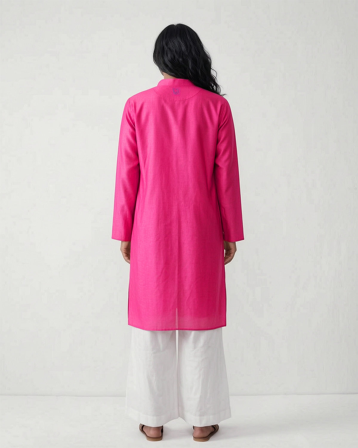 Long Pleated Kurta - Fuchsia