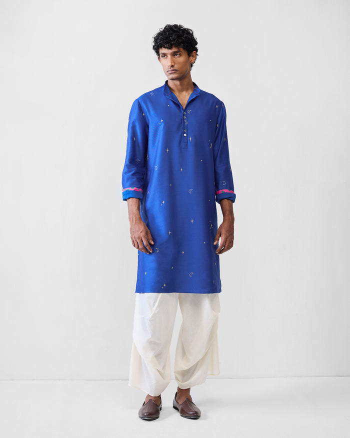 Rey Kurta - Navy & Gold Embroidered