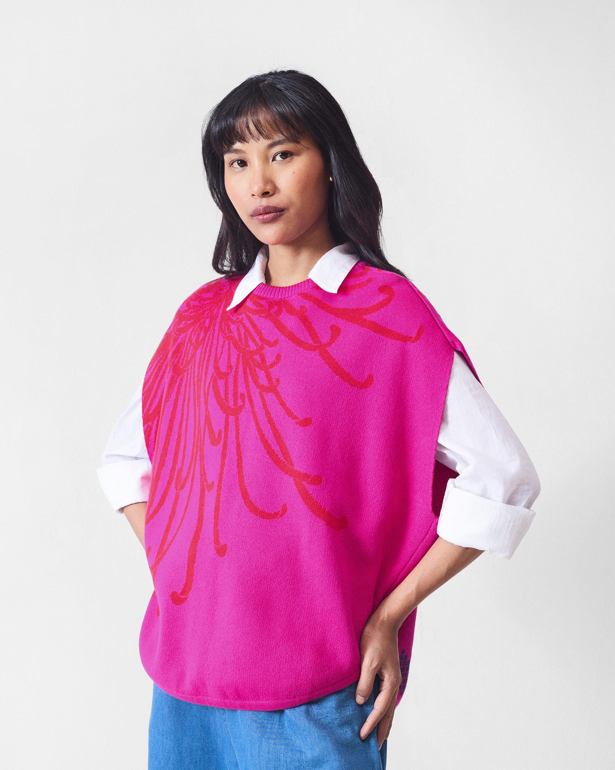 Blooming Sweater - Fuchsia & Red