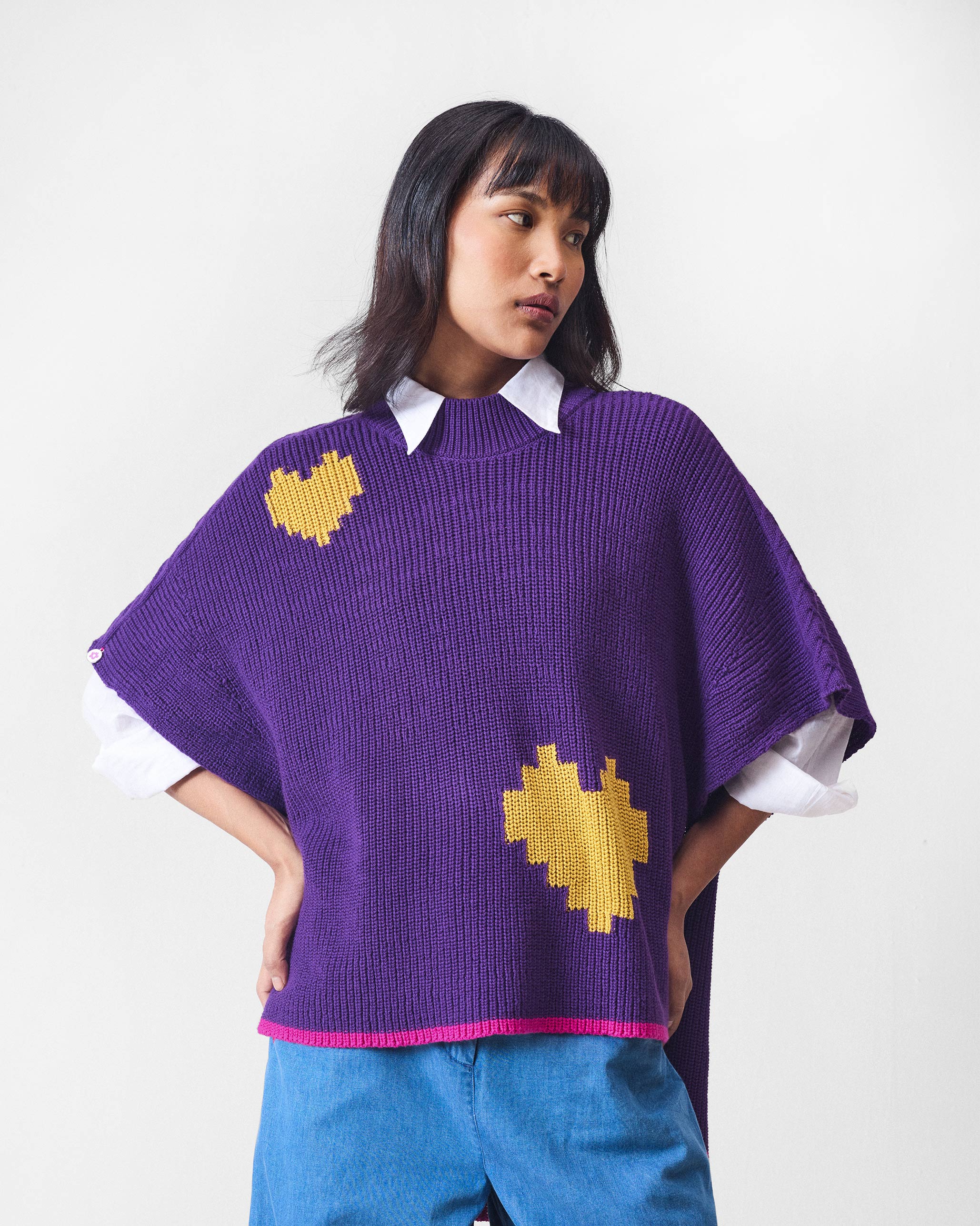 Dream High-low Hem Sweater - Purple