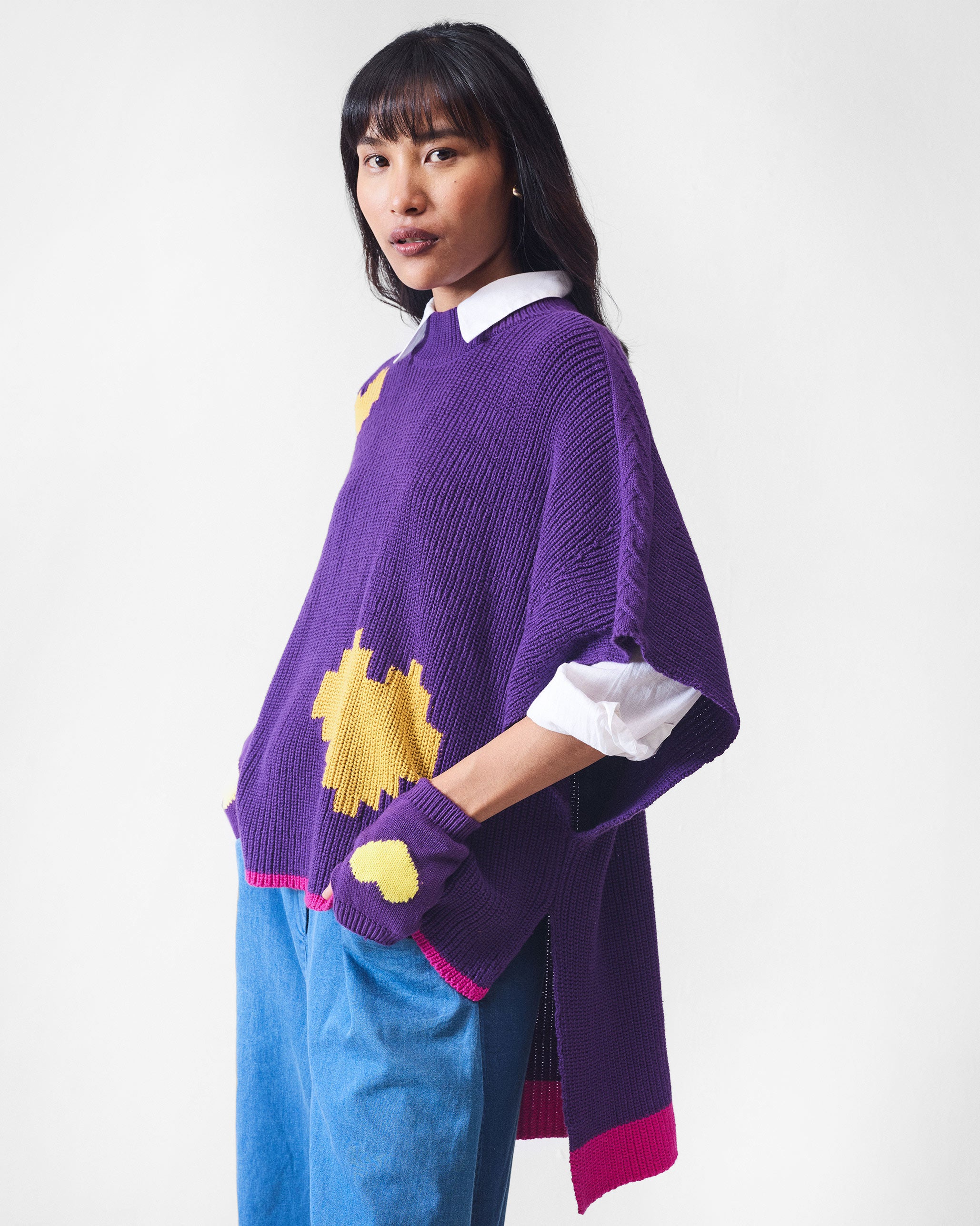 Dream High-low Hem Sweater - Purple