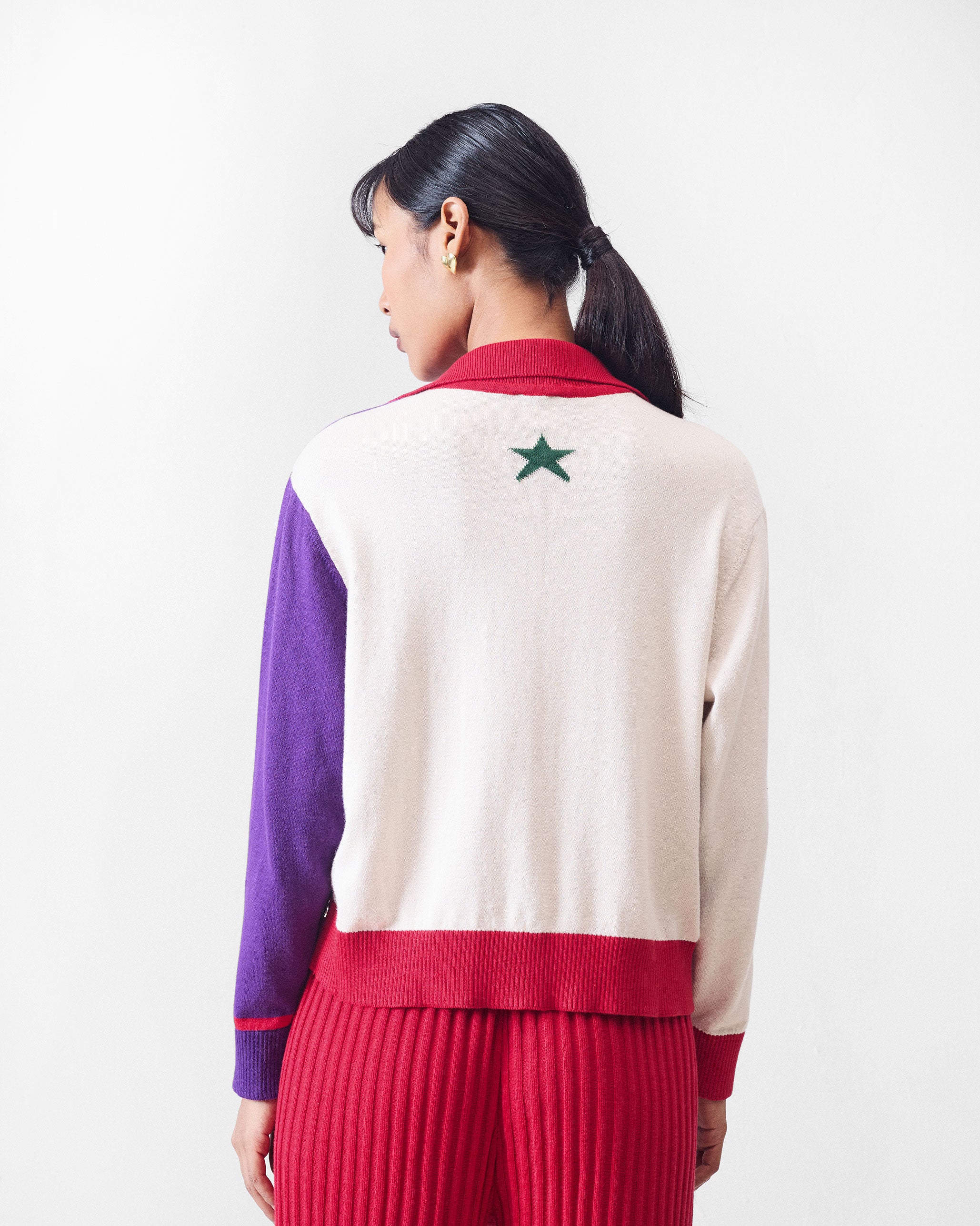Pounce Sweater - Ivory & Purple
