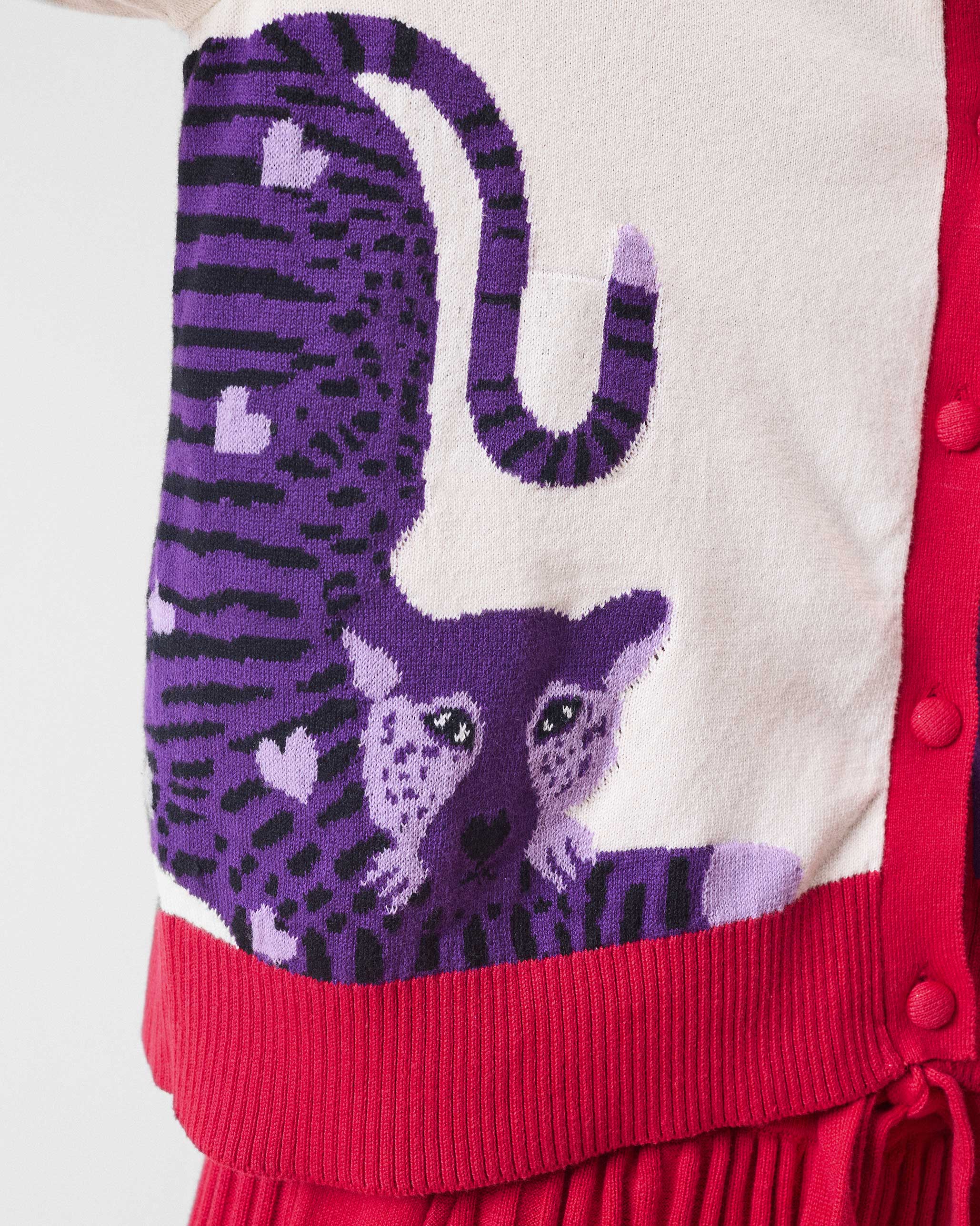 Pounce Sweater - Ivory & Purple