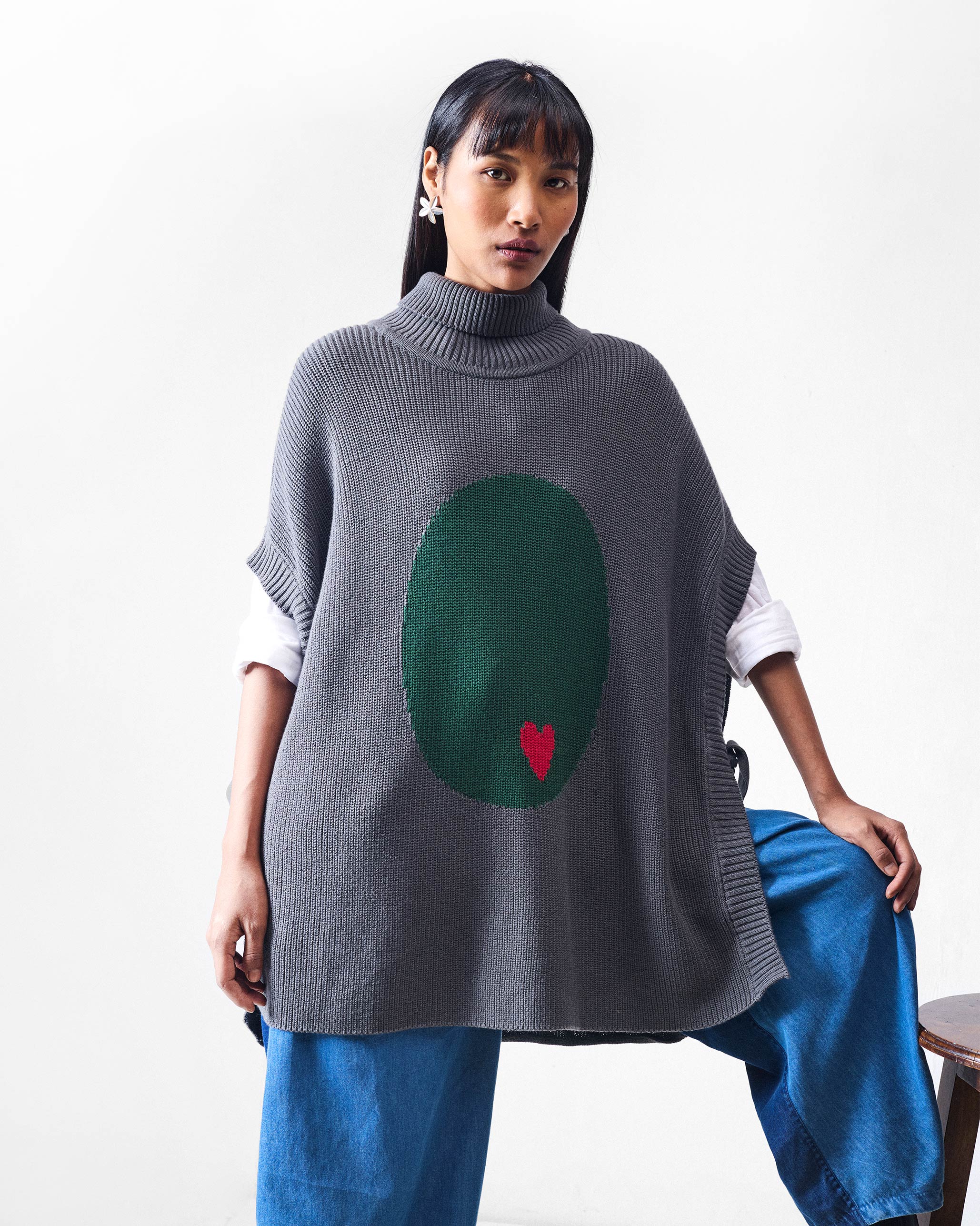 Turtle Neck Top - Charcoal