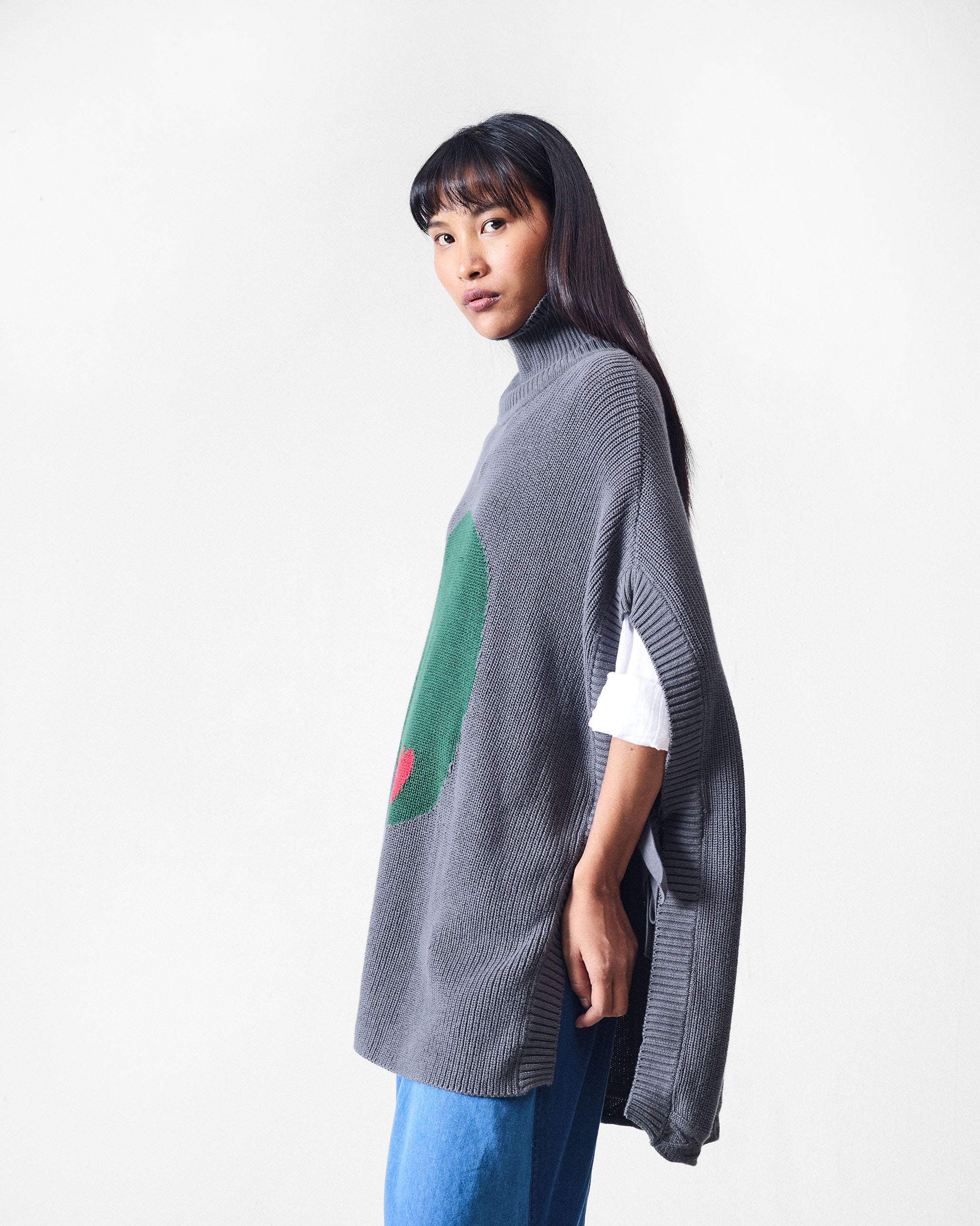 Turtle Neck Top - Charcoal