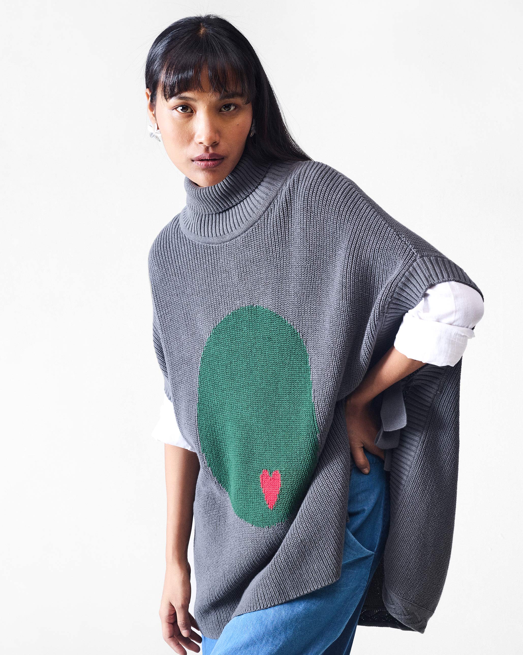 Turtle Neck Top - Charcoal