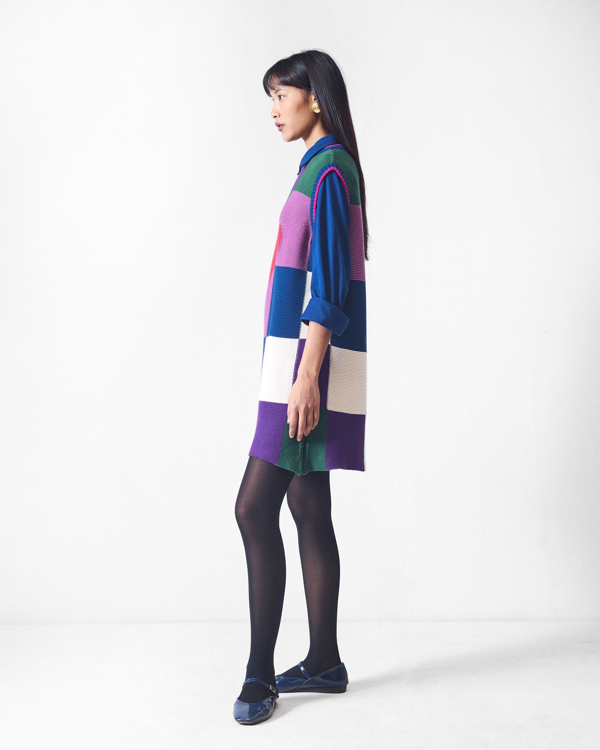Cross Beat Sweater Dress - Multicolour