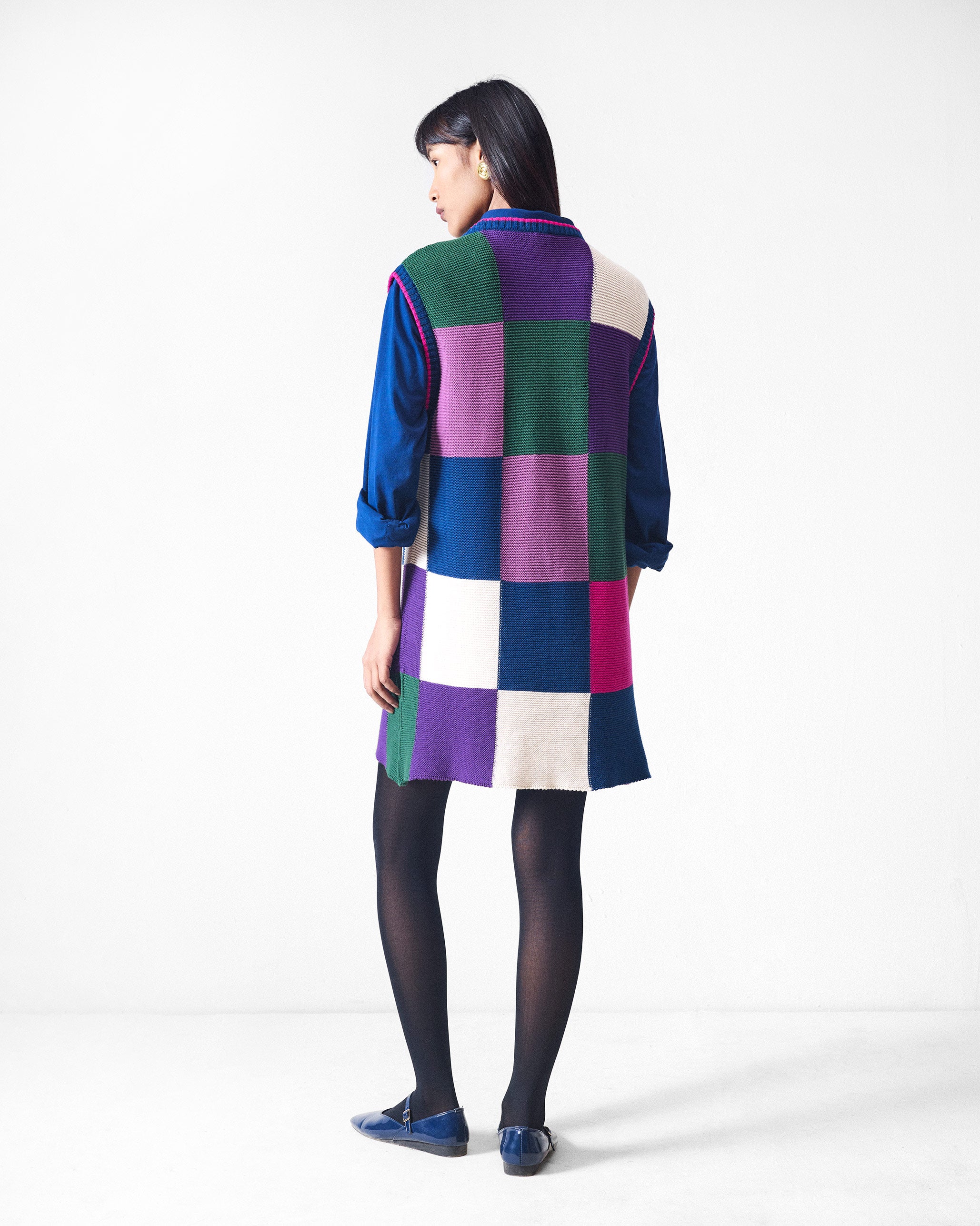 Cross Beat Sweater Dress - Multicolour