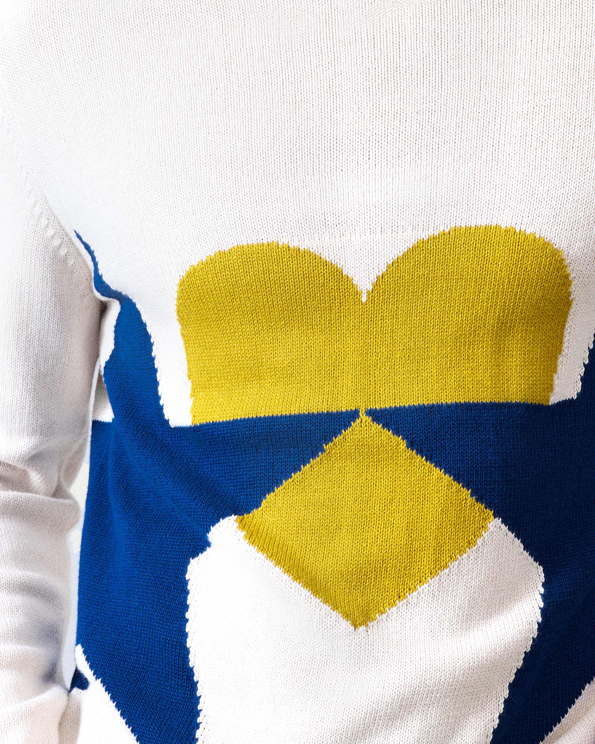 Crew Neck Sweater - Ivory & Navy