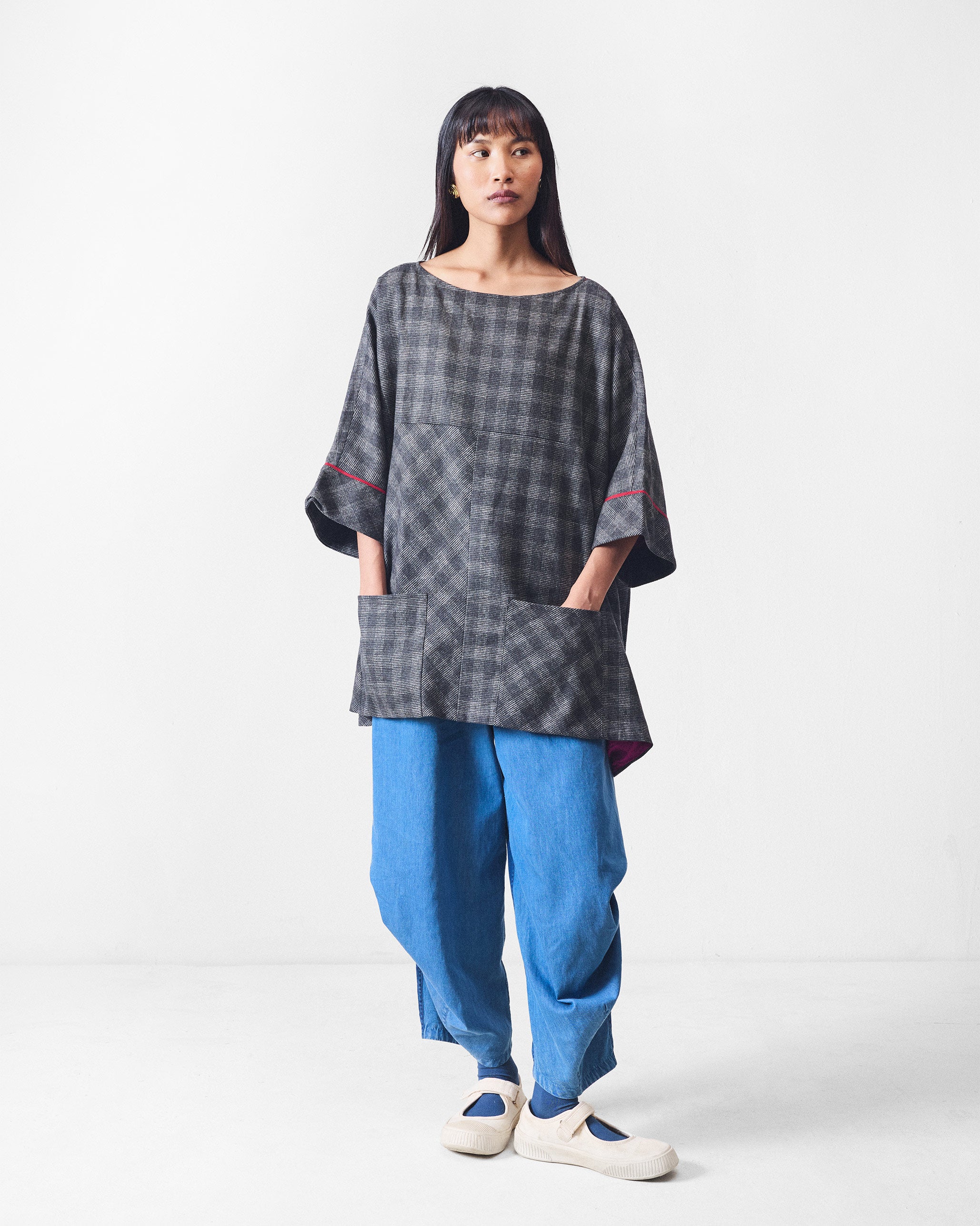 Side Tuck Pants - Denim