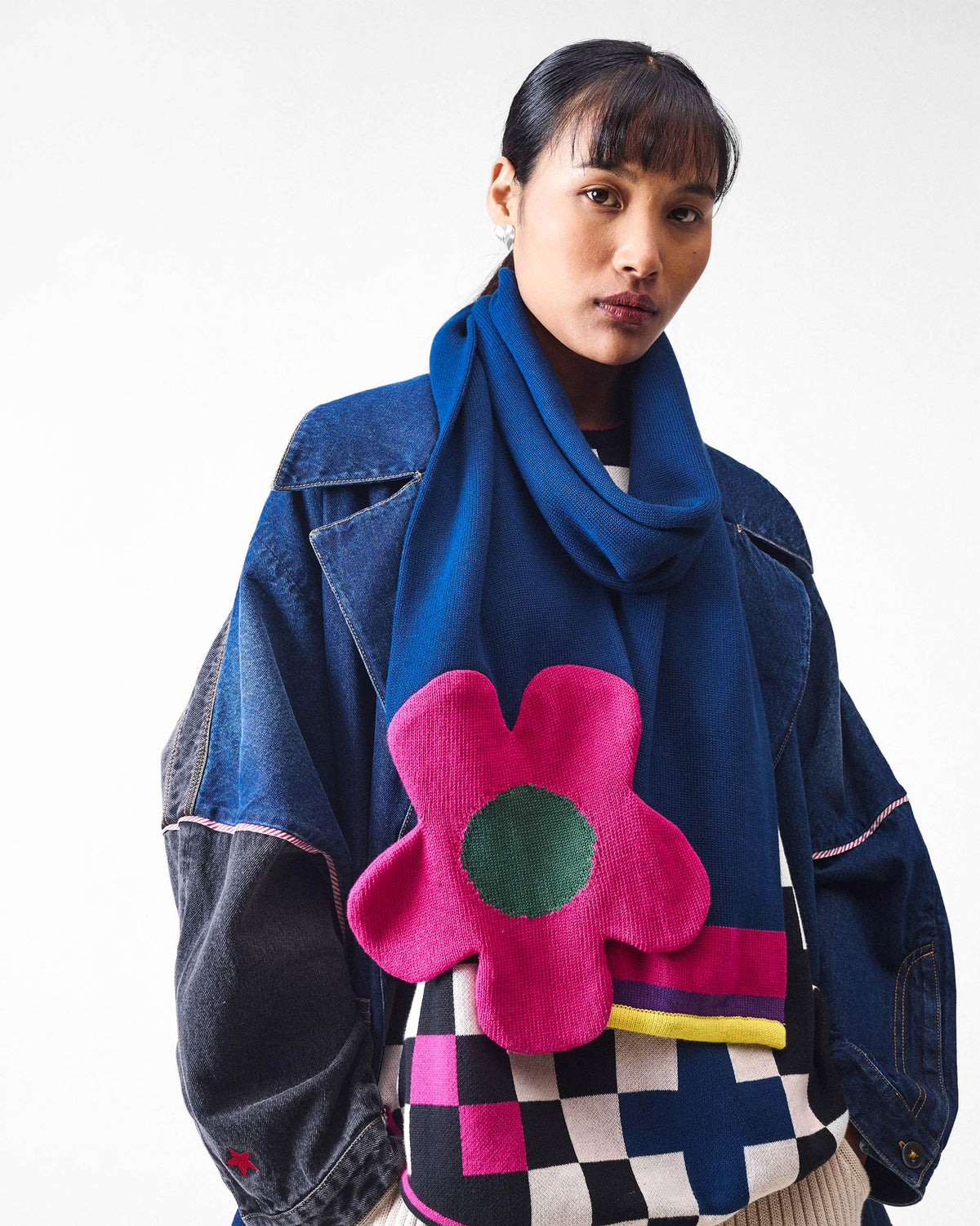 Tendril Scarf - Navy & Green