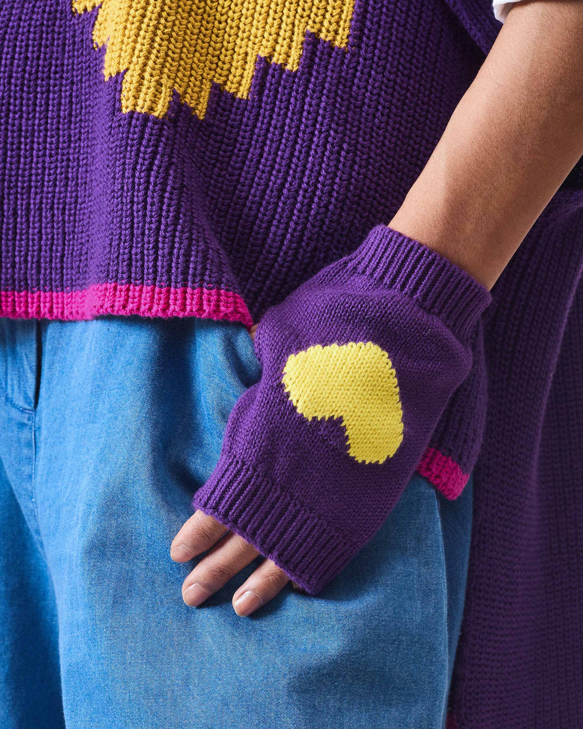 Luna Mittens - Purple & Chartreuse