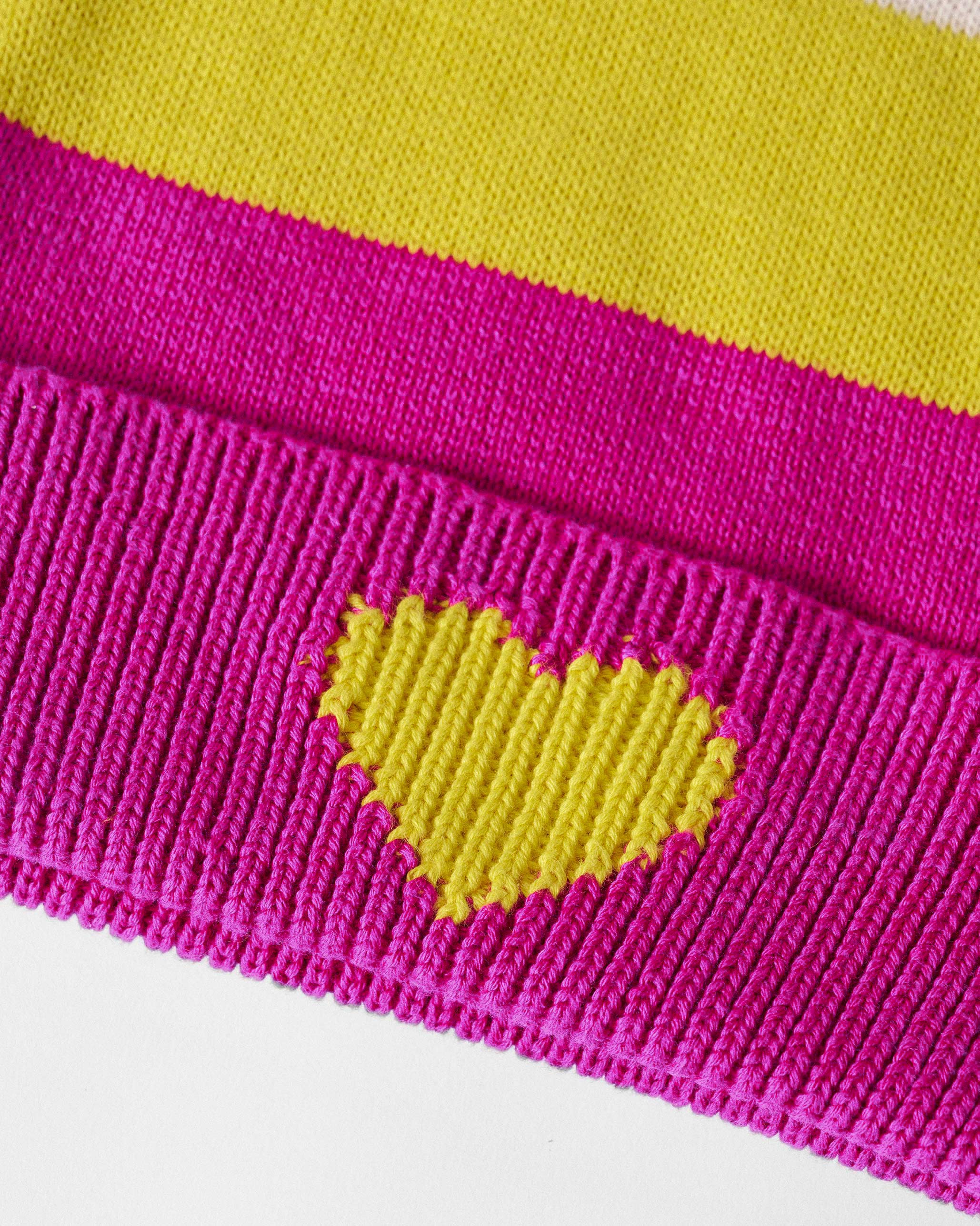Heartpop Beanie - Fuchsia , Chartreuse & Oatmeal