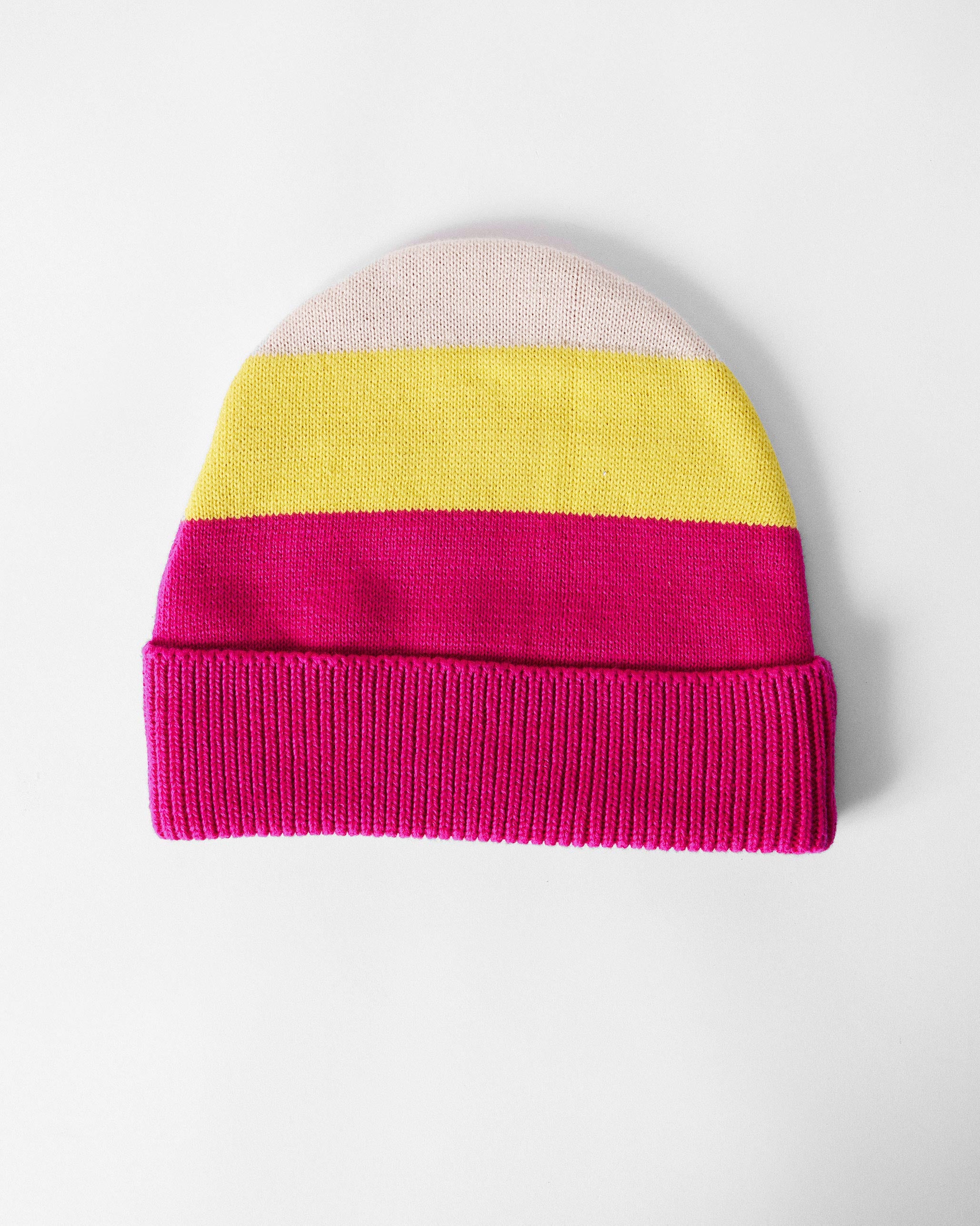 Heartpop Beanie - Fuchsia , Chartreuse & Oatmeal