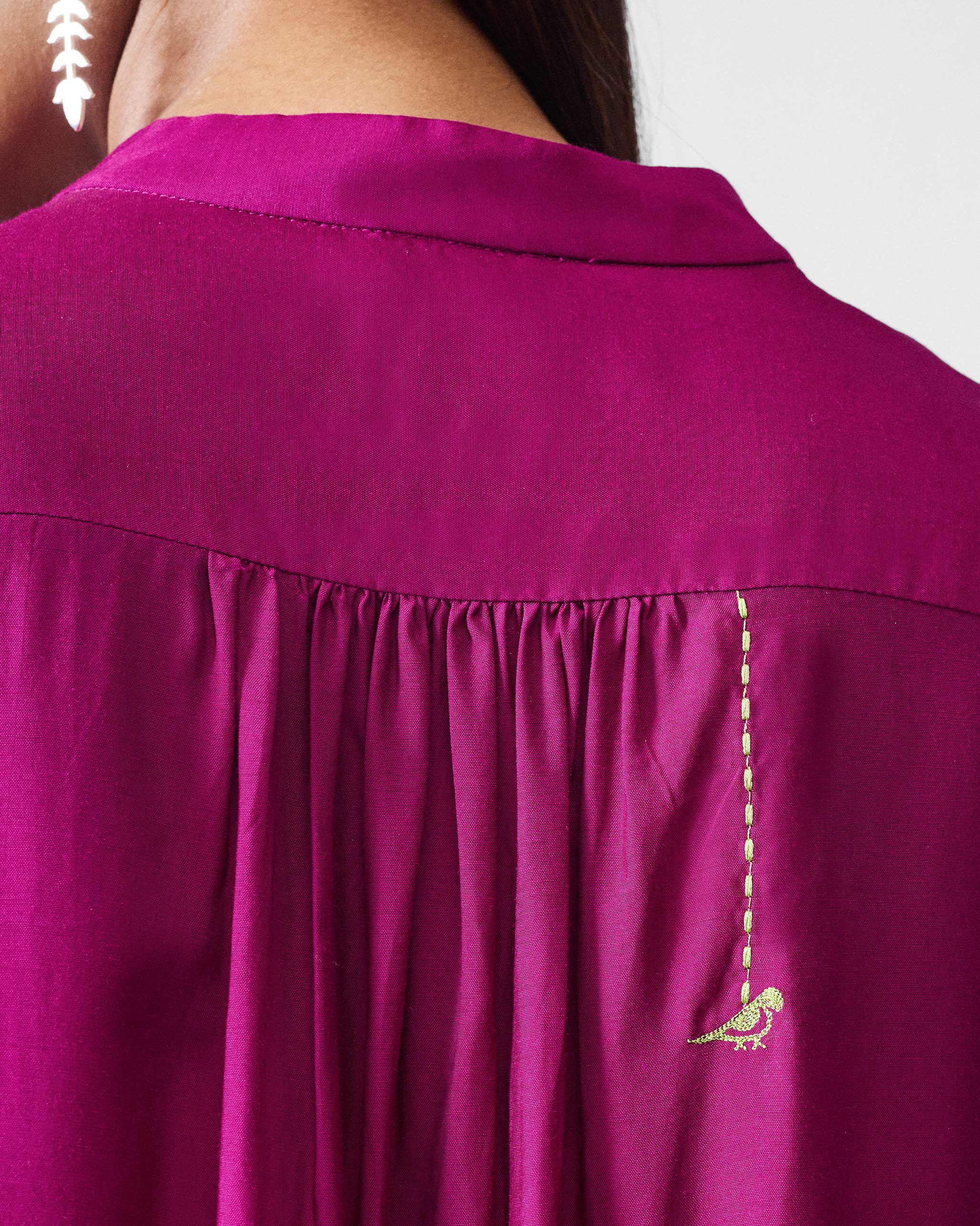 Mandarin Collar Top - Mulberry